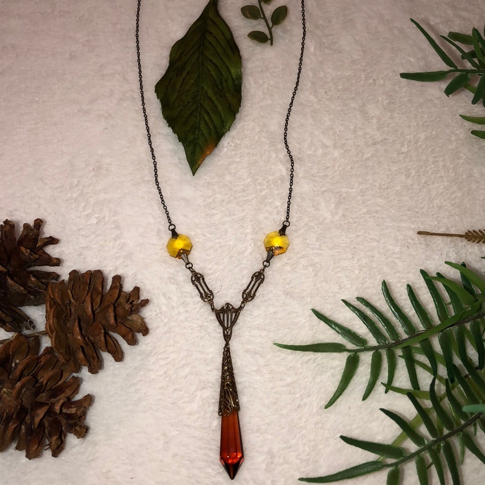 Long boho crystal necklace